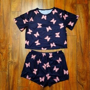 Butterfly Print Two-Piece Sleep Set